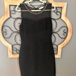 Calvin Klein Black Textured Midi Dress